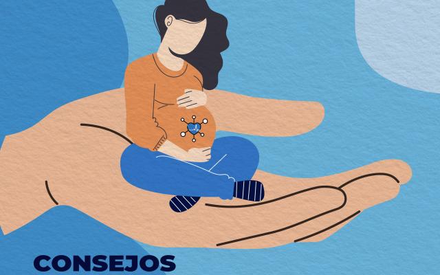 portada del podcast: mujer embarazada, acariciando su barriga